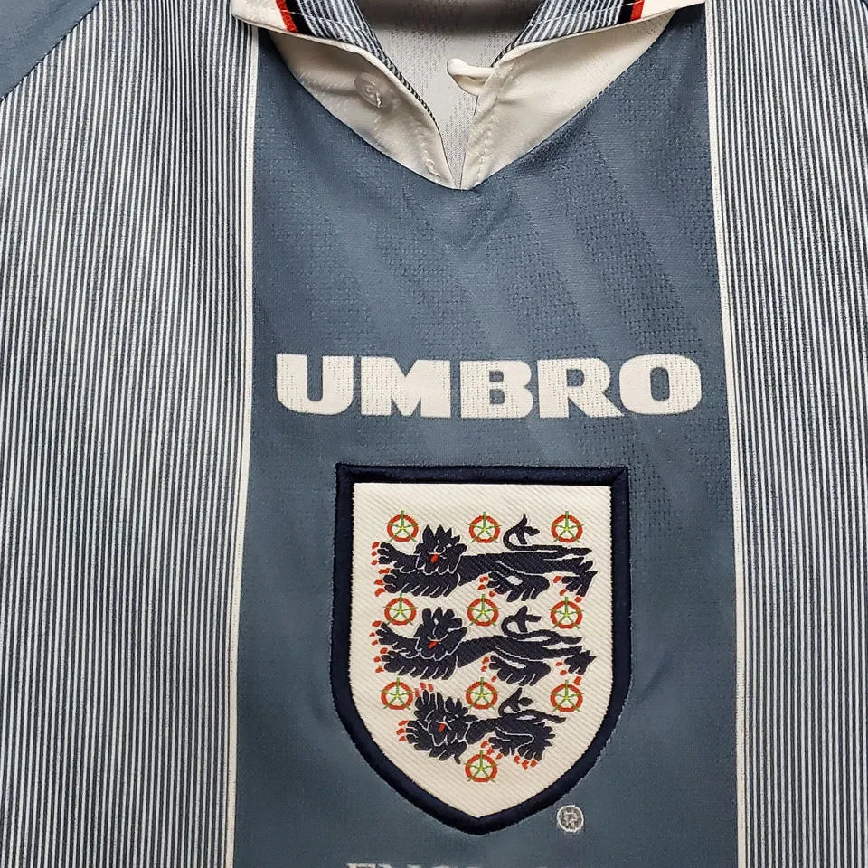 1996 England Away Grey Retro Soccer Jersey Detail 2