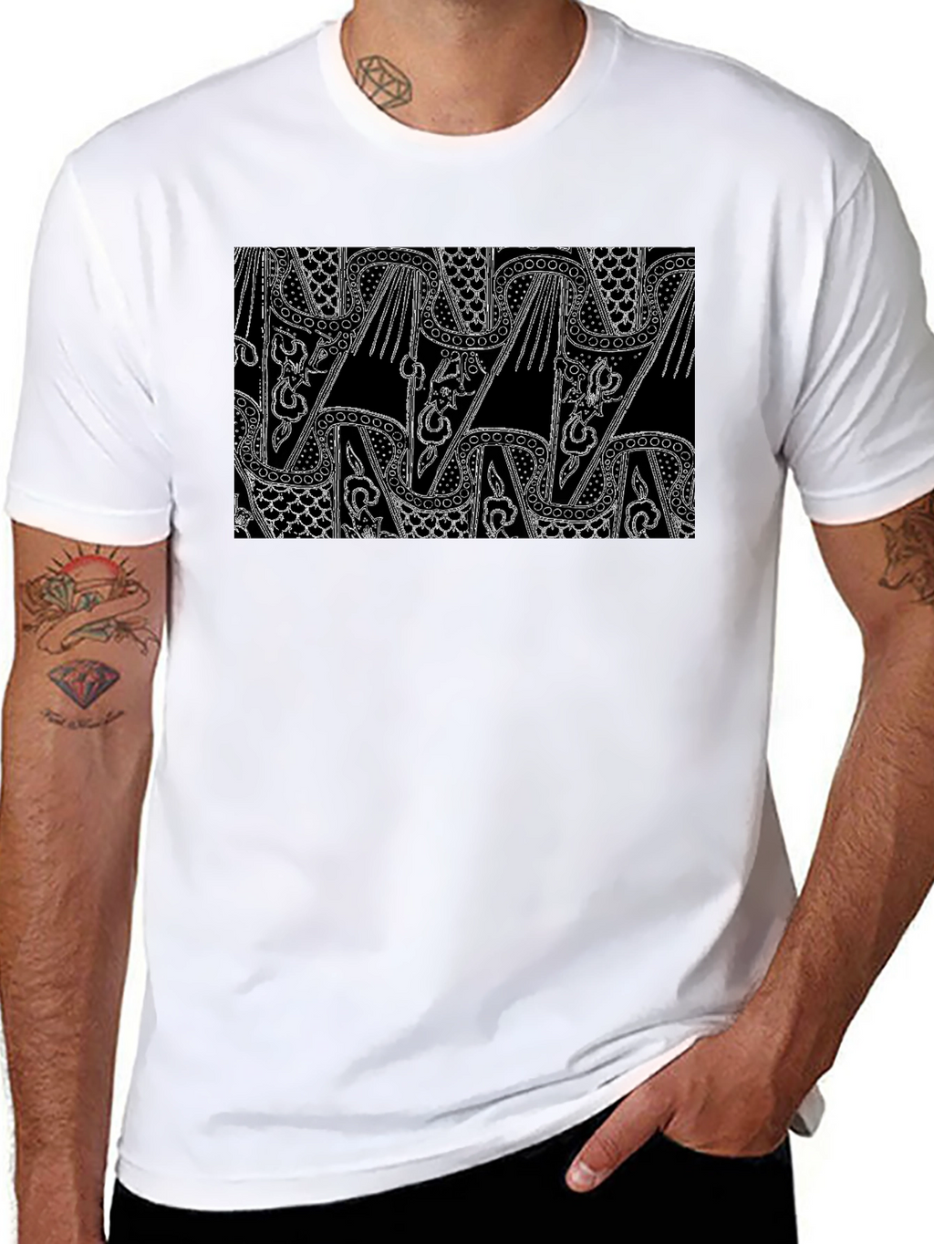 Abstract Pattern Black T-Shirt for Men