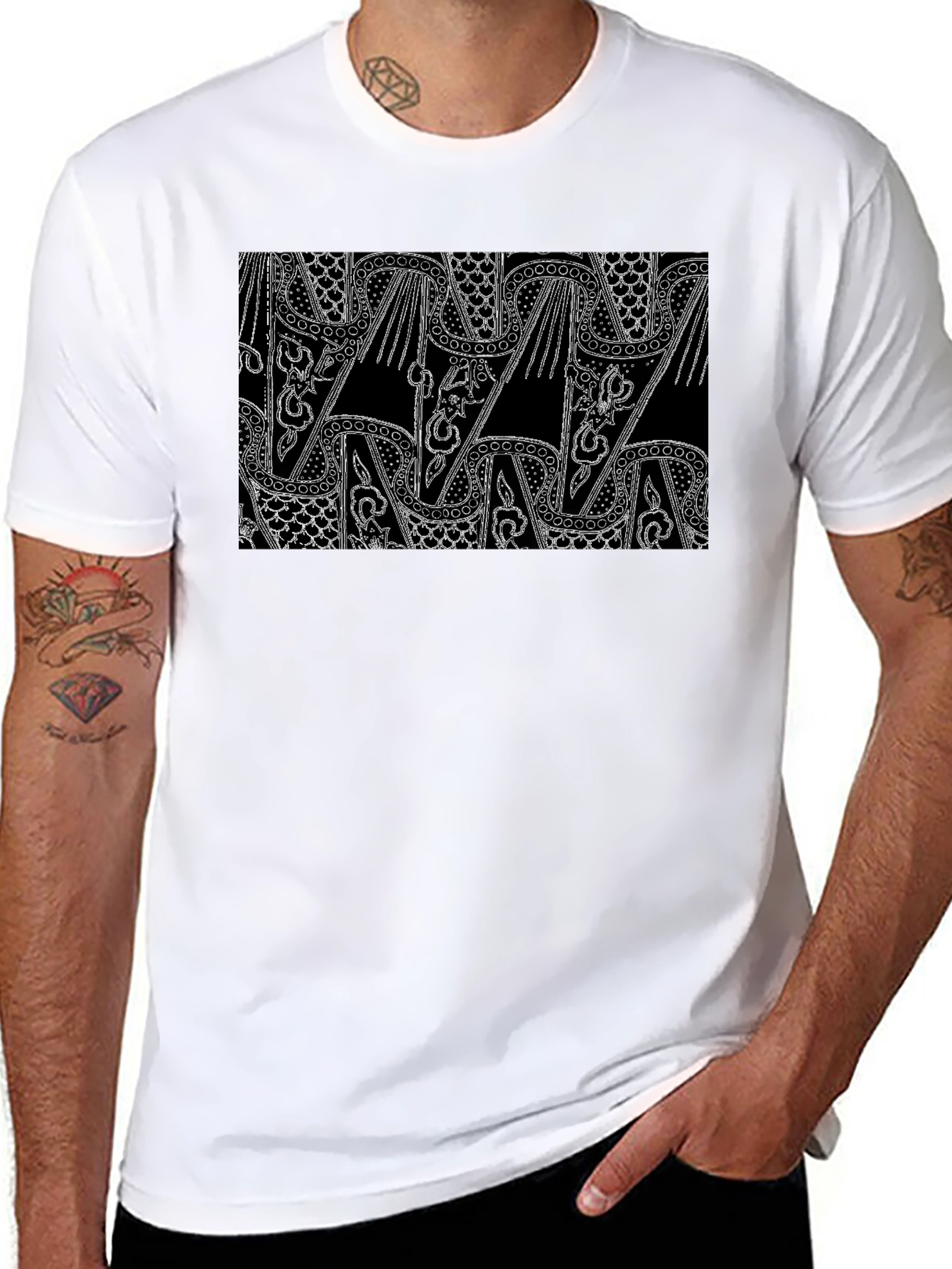 Abstract Pattern Black T-Shirt for Men
