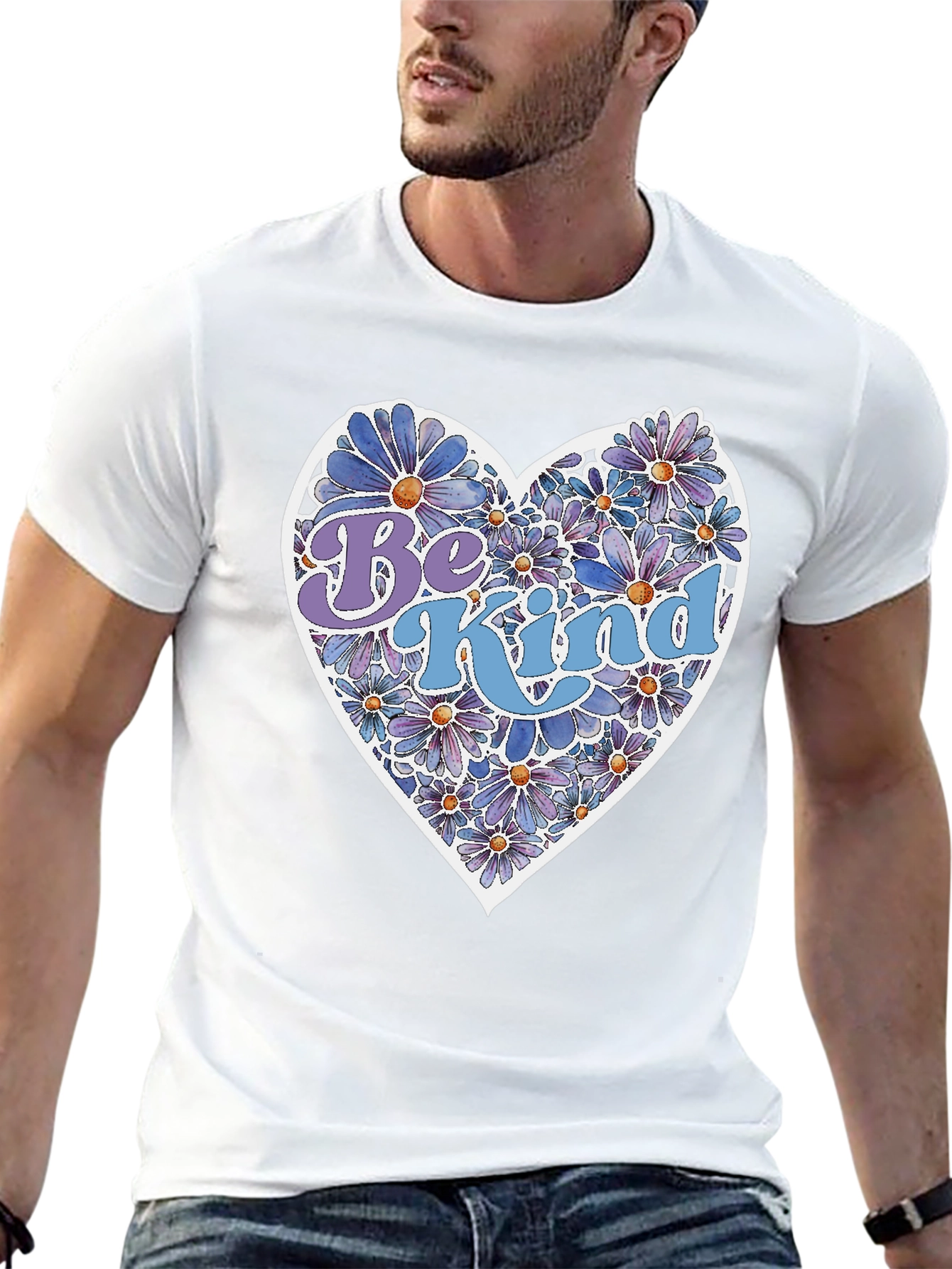 Be Kind Floral Heart Graphic Tee - Unisex