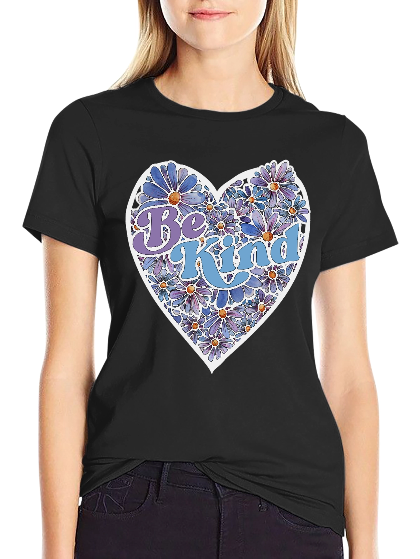 Be Kind Floral Heart Graphic Tee - Unisex