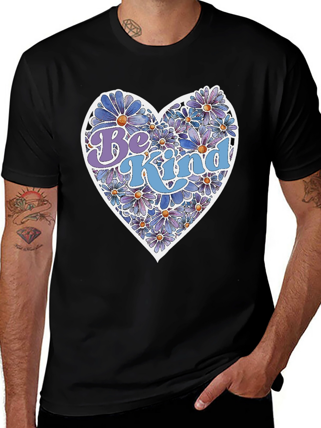 Be Kind Floral Heart Graphic Tee - Unisex