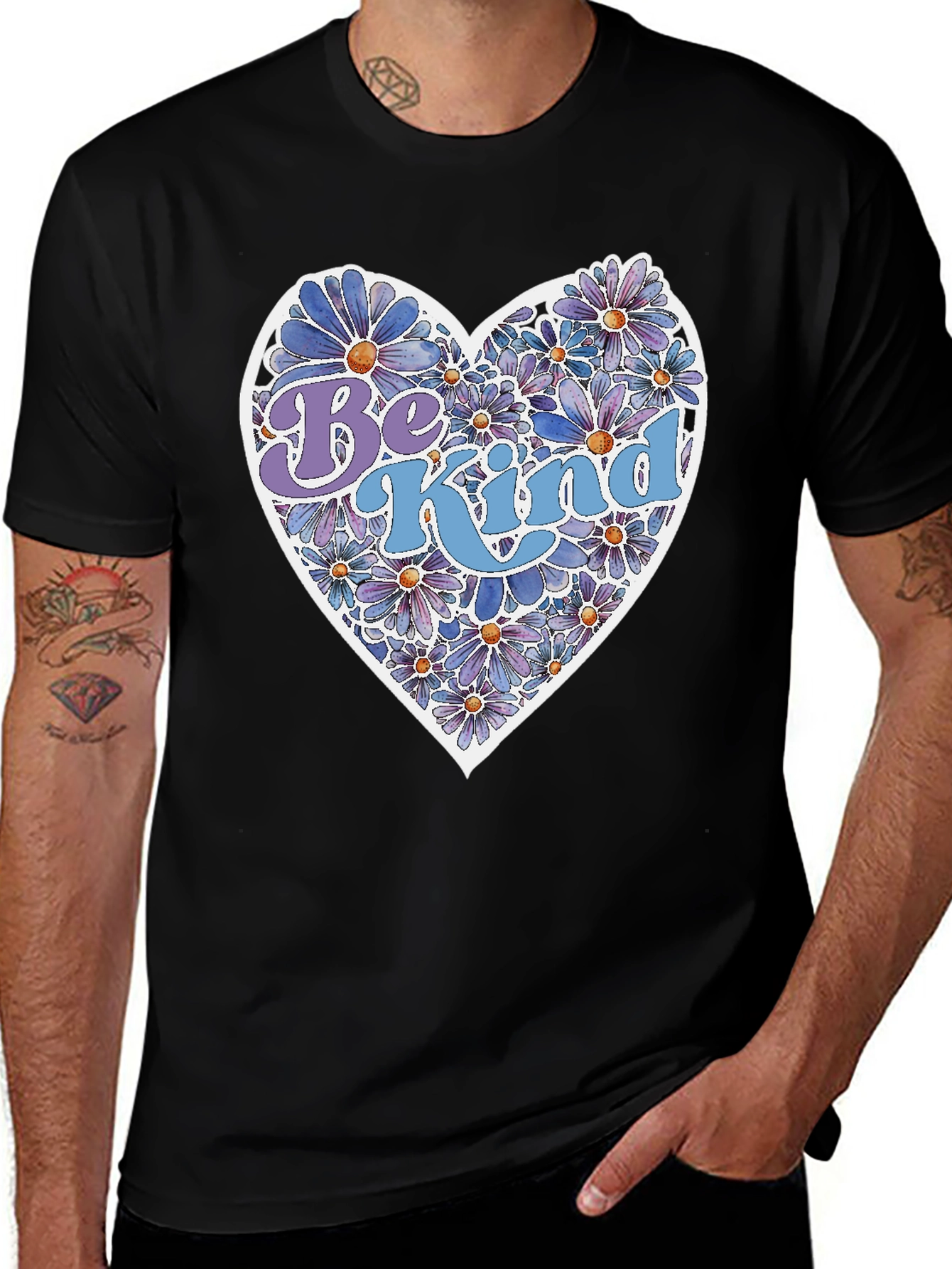 Be Kind Floral Heart Graphic Tee - Unisex