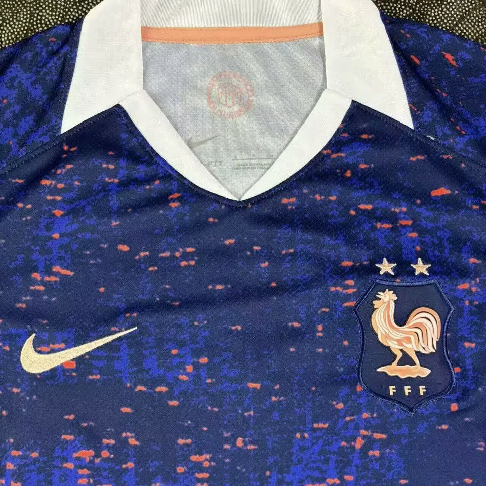 2025/26 France Home Blue Fans Soccer Jersey Detail 1