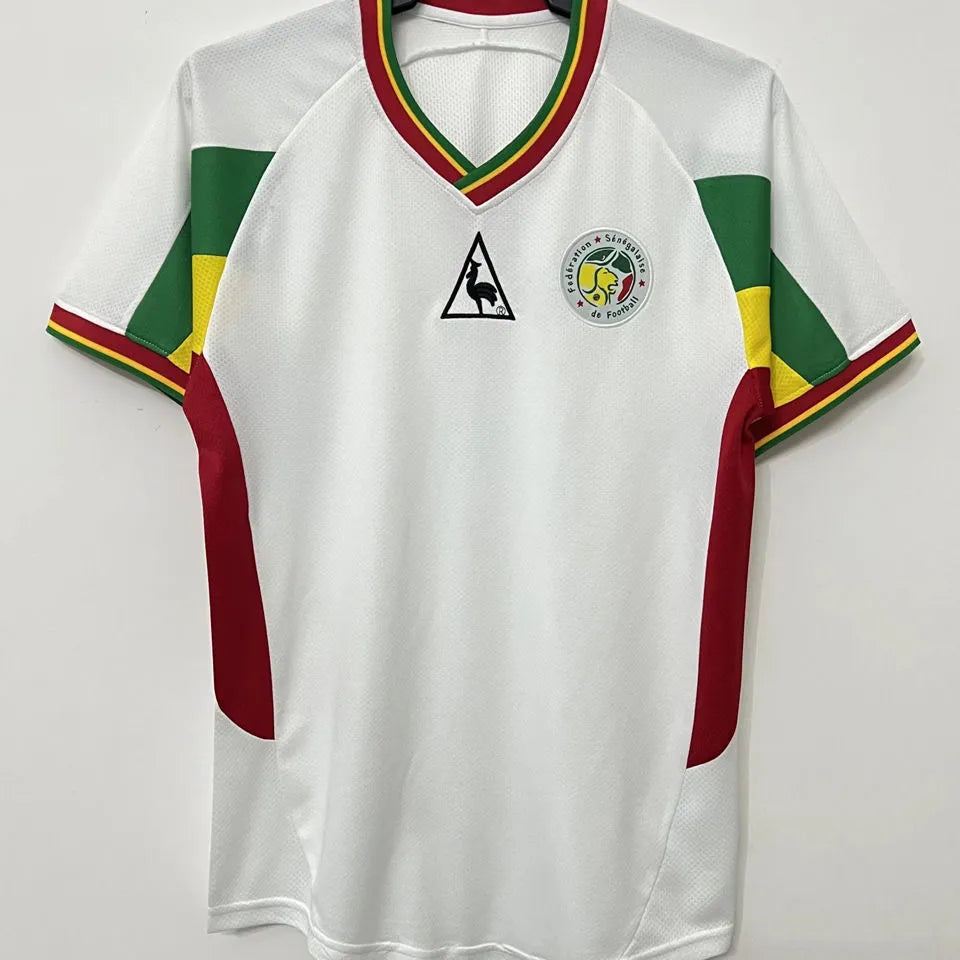 2002 Senegal Away White Retro Soccer Jersey Front