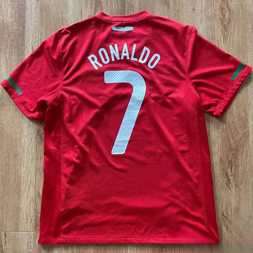 2010 Portugal Home Red Retro Soccer Jersey Back