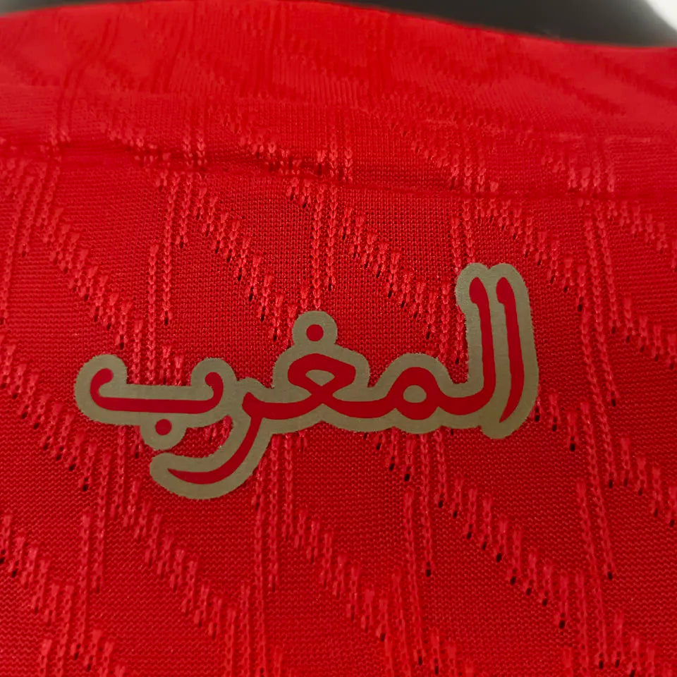 2025 Morocco Home Red Player Version Soccer Jersey Detail 2
