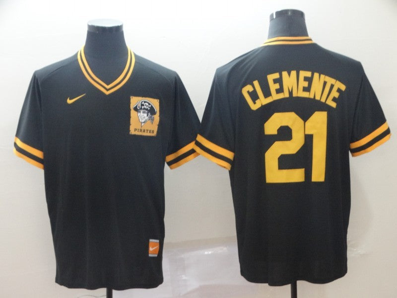Men's Pittsburgh Pirates Roberto Clemente #21 Black Replica Game Jerseys