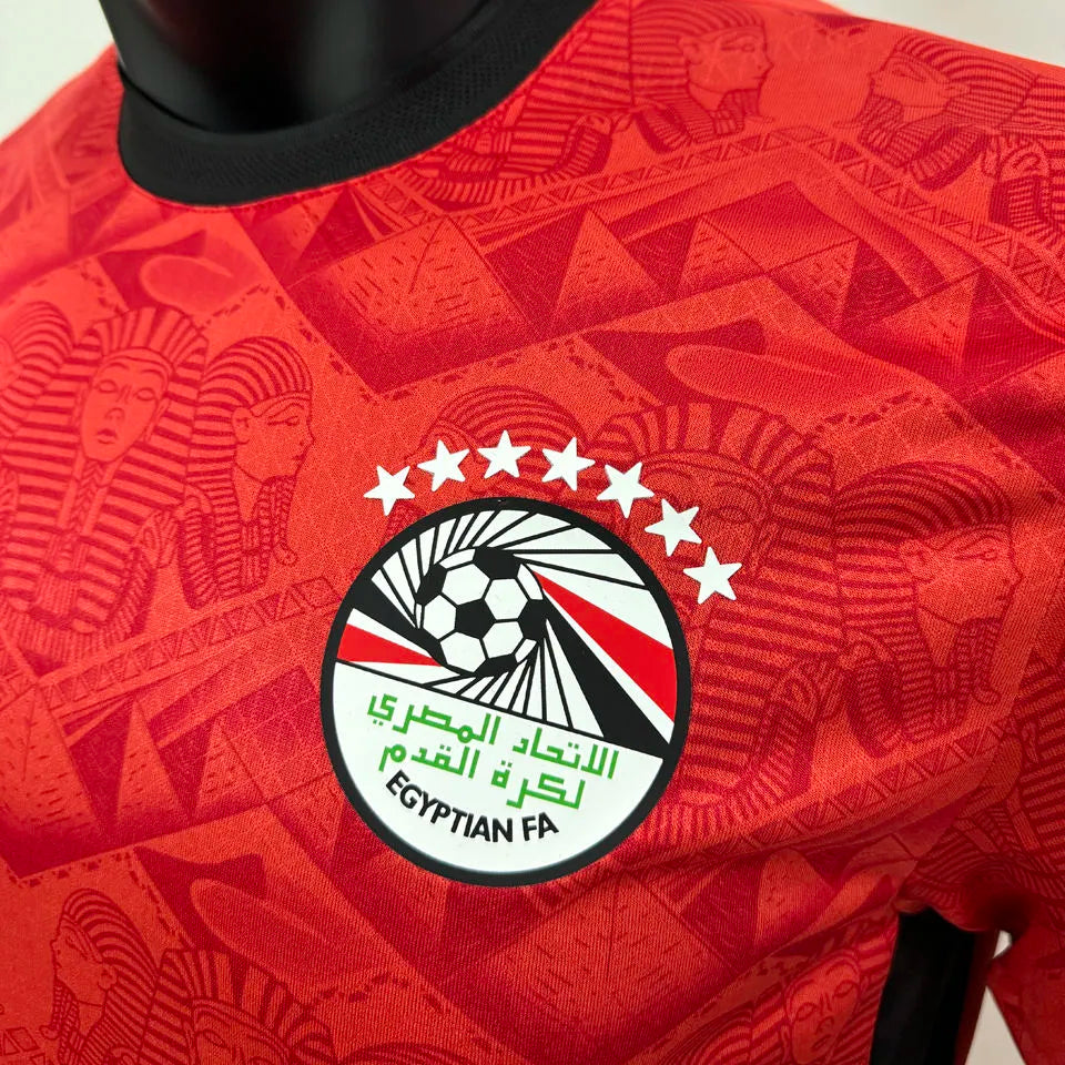 2025 Egypt Home Red Player Version Soccer Jersey Detail 1