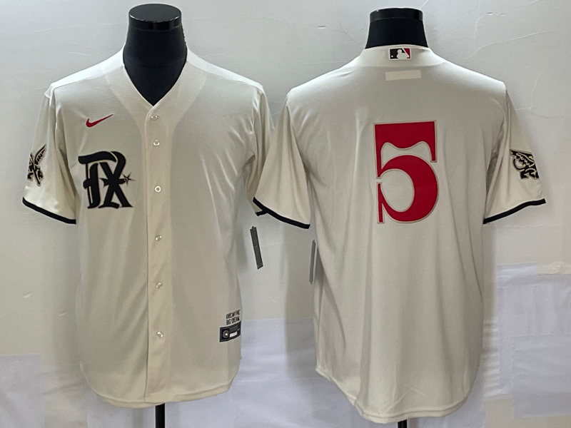 Men's Texas Rangers Corey Seager #5 Cream 2023 City Connect Replica Player Jerseys