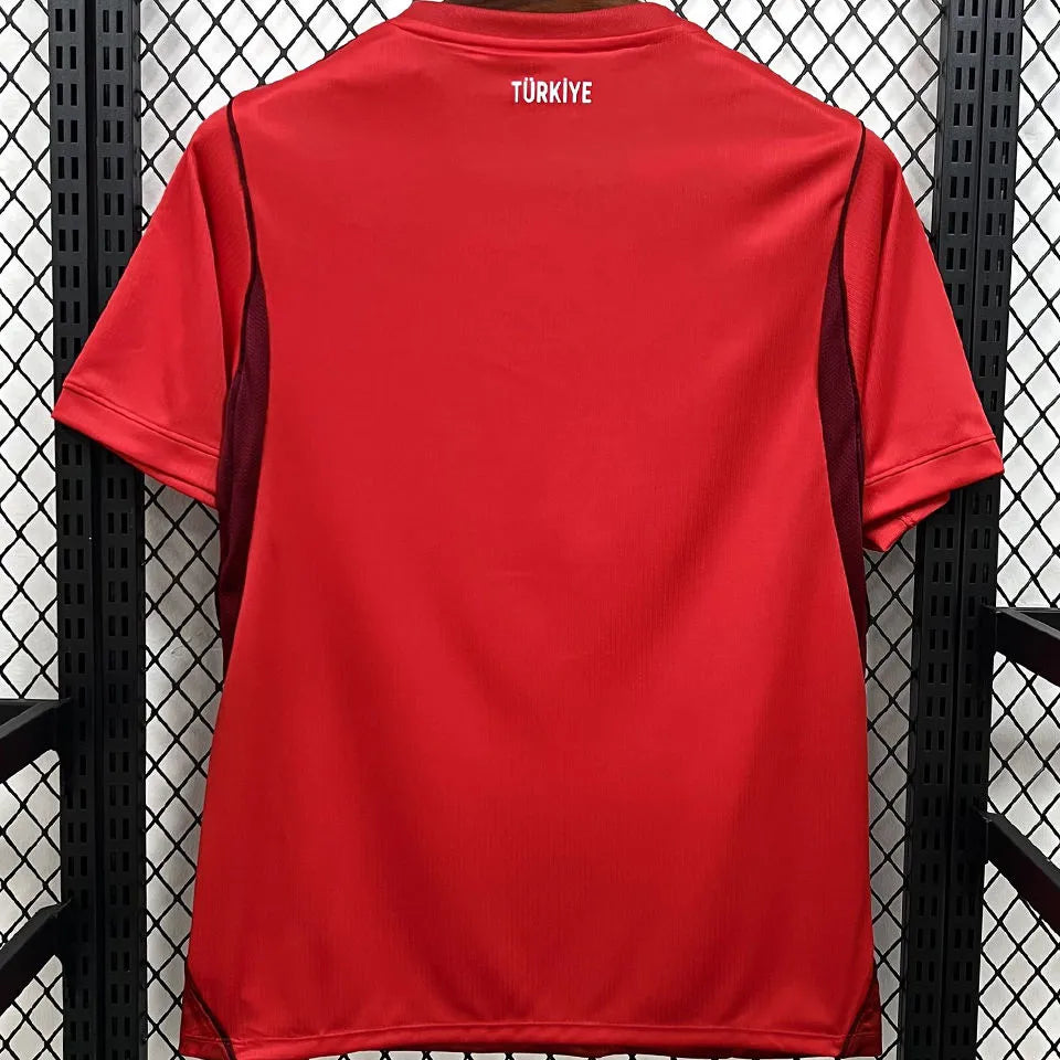 2026/27 Turkey Away Red Fans Soccer Jersey (Have Right Patch 有右臂章 白底黑字） Detail 4