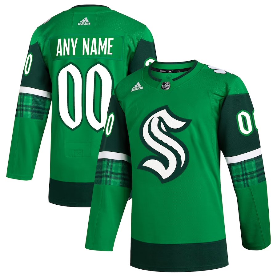 Men's Seattle Kraken Kelly Green St. Patrick's Day Authentic Custom Jerseys