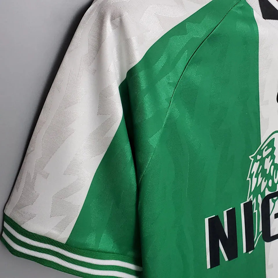 1996 Nigeria Home Green Retro Soccer Jersey Detail 4