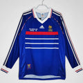 1998 France Home Long Sleeve Retro Soccer Jersey Front