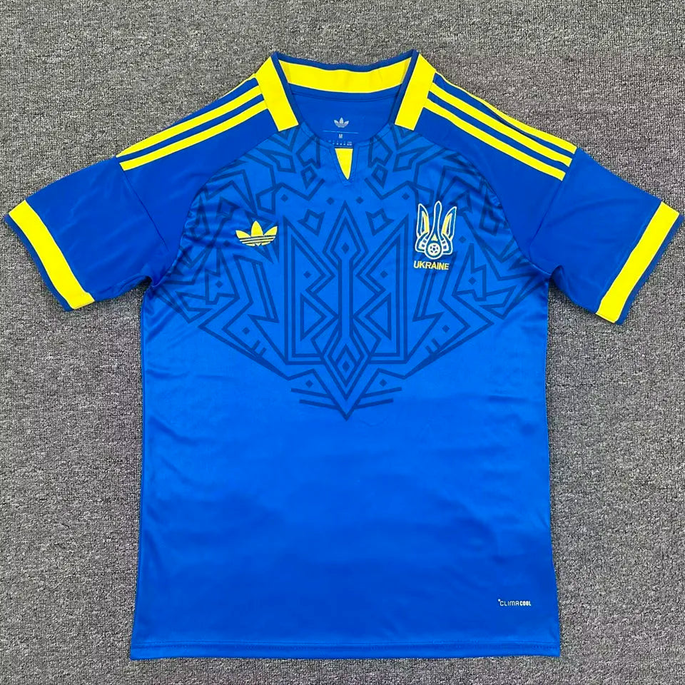 2026/27 Ukraine Away Blue Fans Soccer Jersey Front