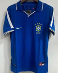 1997 Brazil Away Blue Retro Soccer Jersey Front