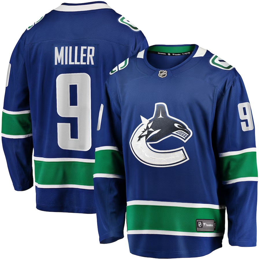 Men's Vancouver Canucks J.T. Miller #9 Blue Home Breakaway Player Jerseys