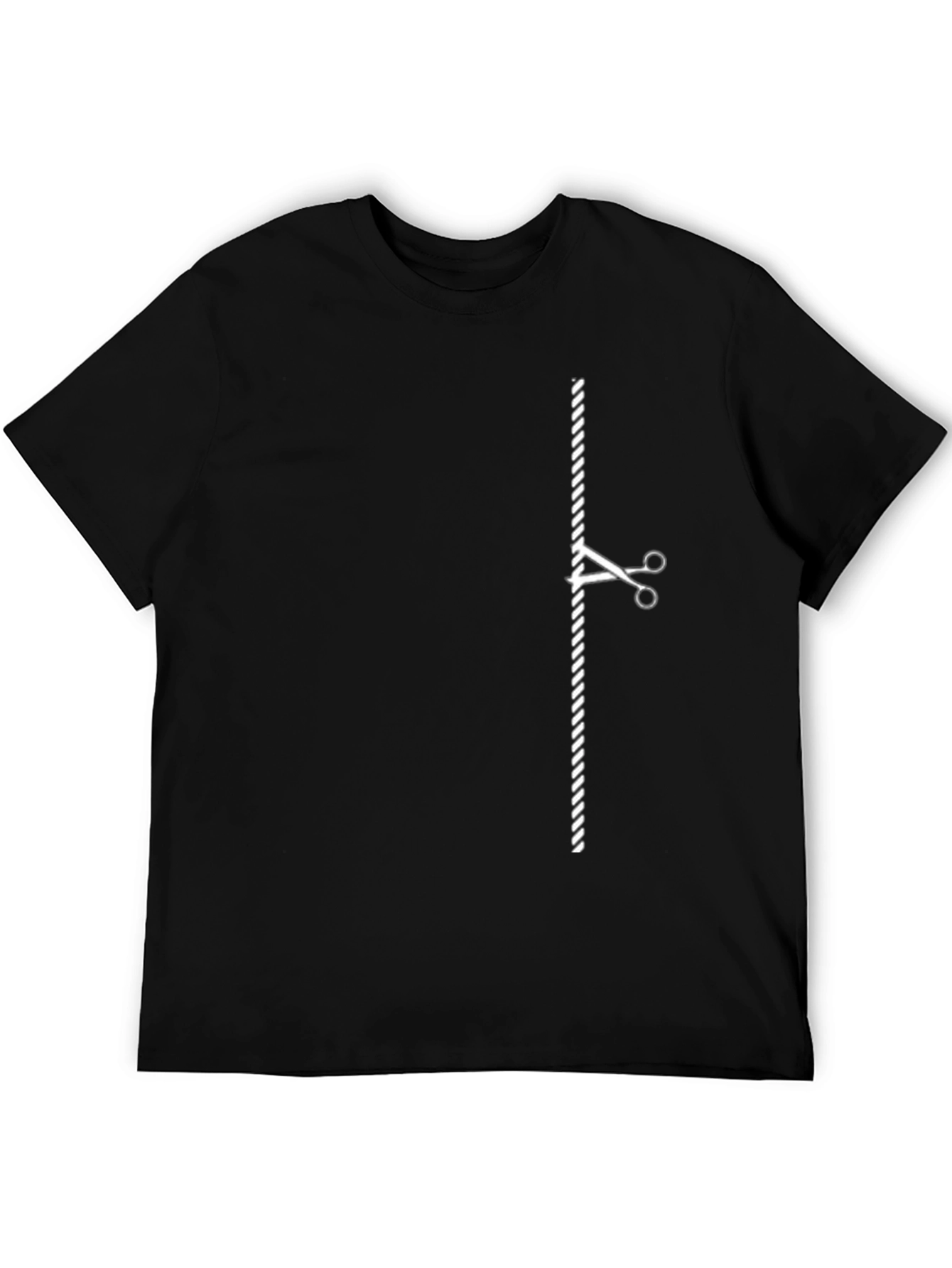 Rope Cut Graphic Tee - Novelty Black T-Shirt