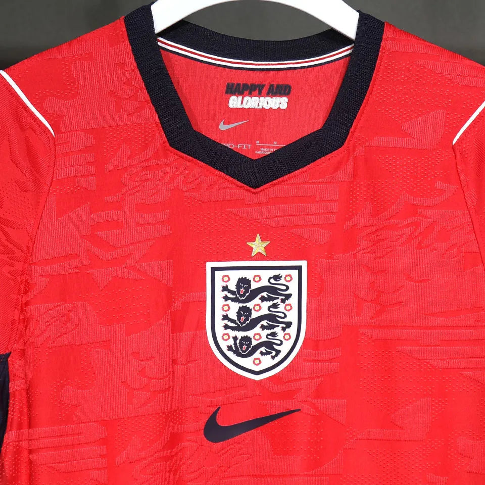 2026/27 England Away Red Player Version Long Sleeve Soccer Jersey Detail 3