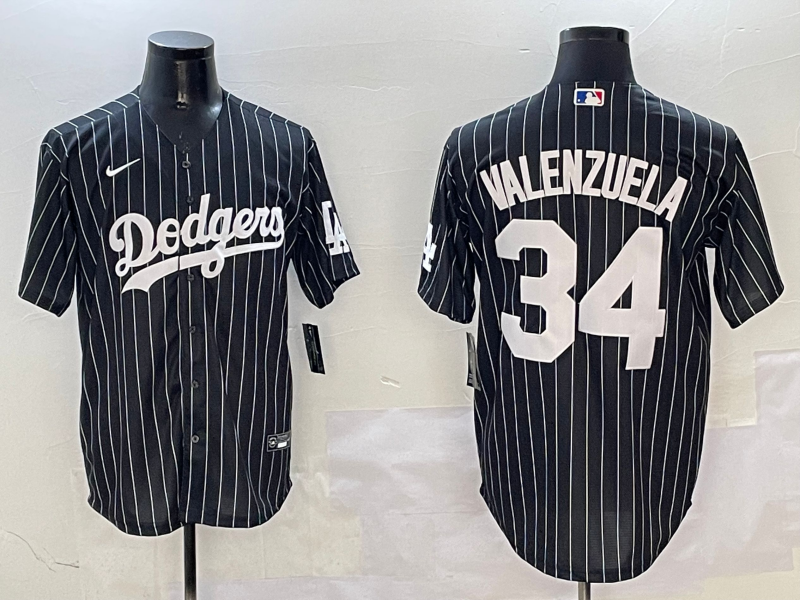 Men's Los Angeles Dodgers Fernando Valenzuela #34 Black Alternate Limited Player Jerseys