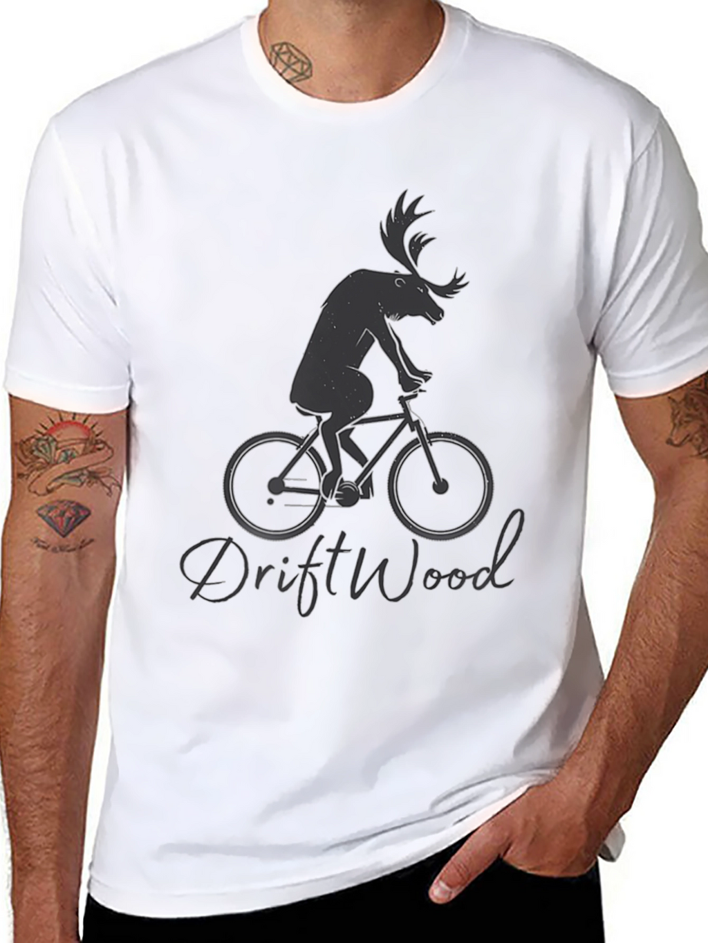 Moose on Bike Graphic Tee - Driftwood Design