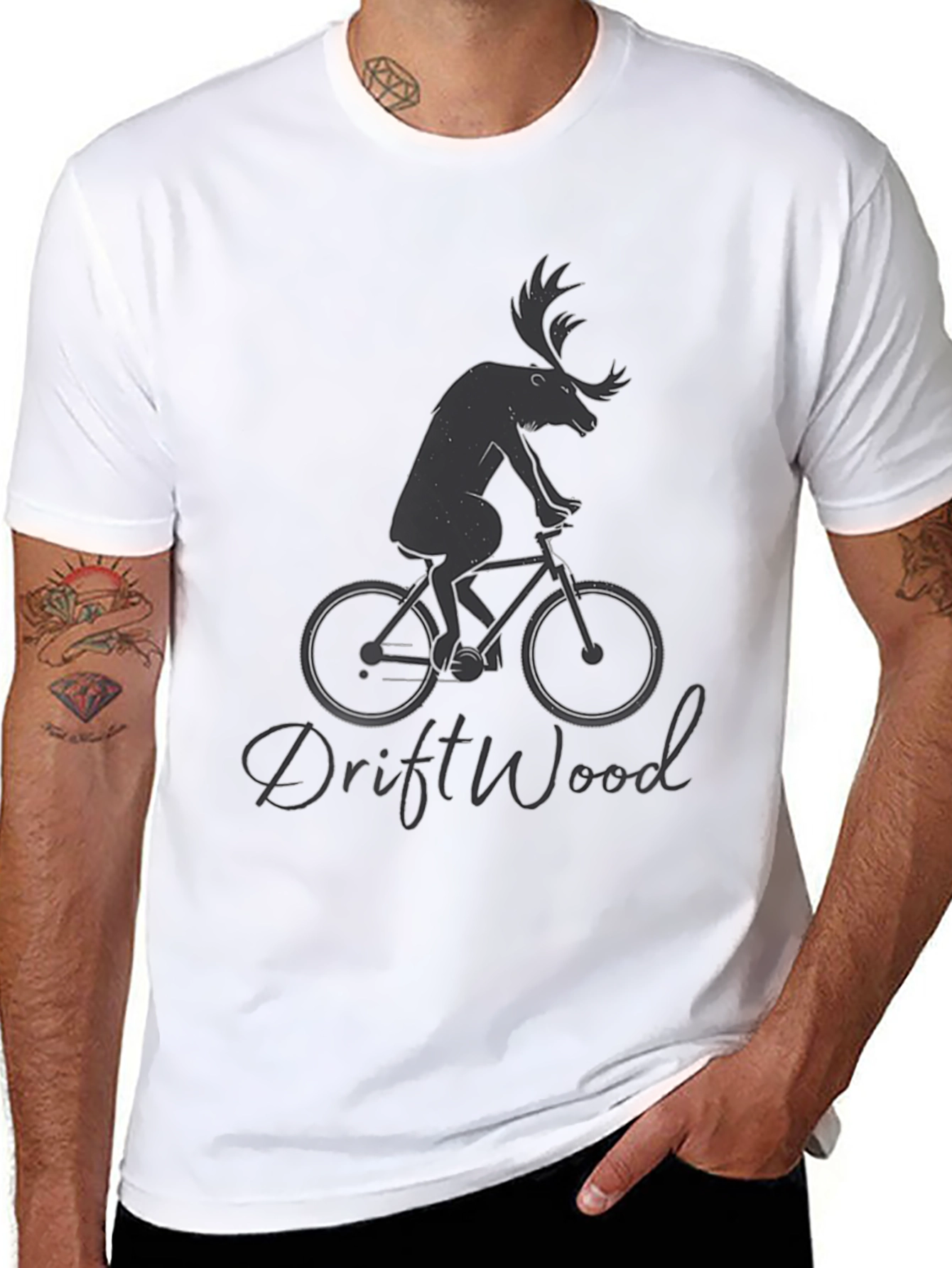 Moose on Bike Graphic Tee - Driftwood Design