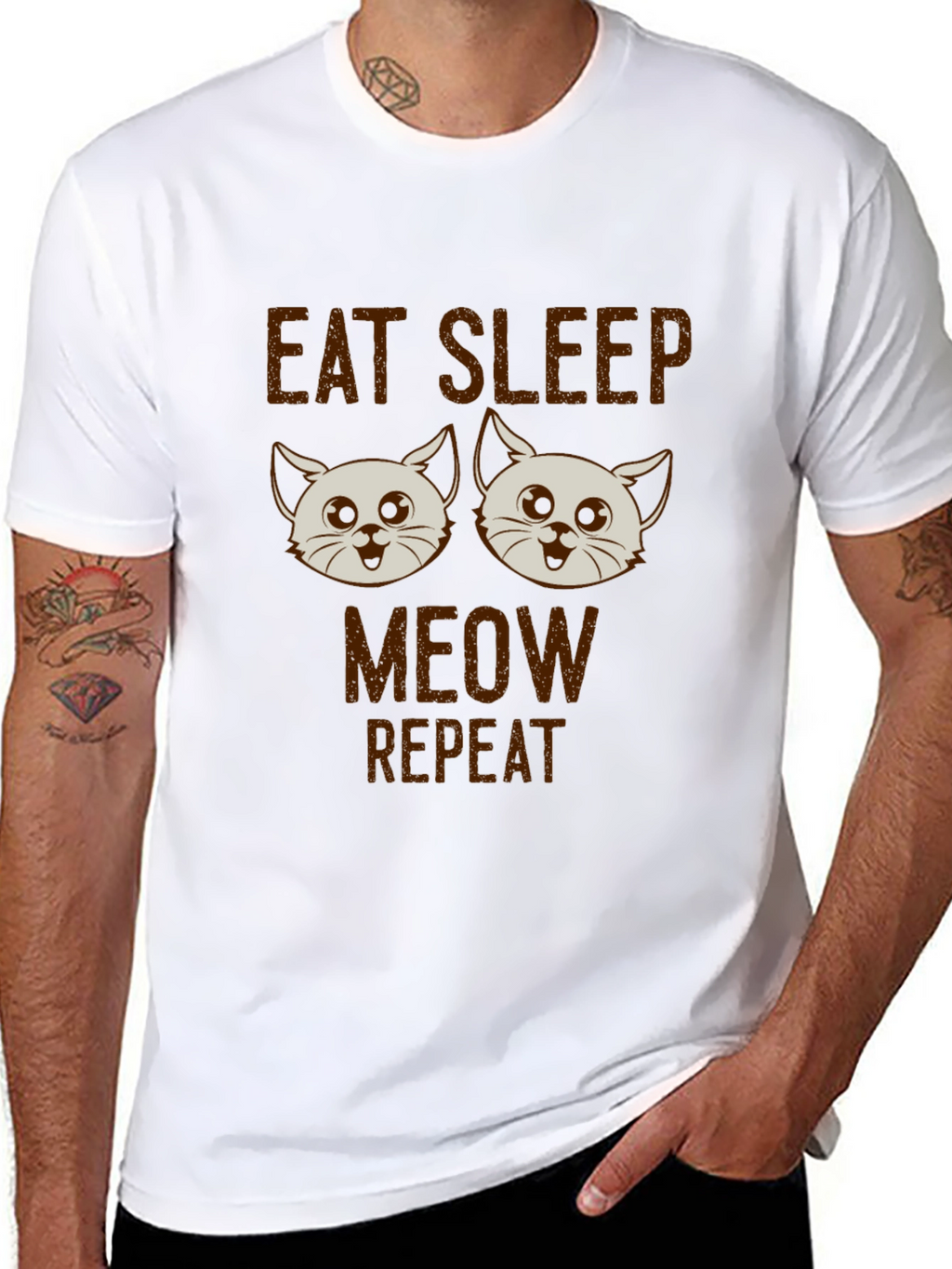 Eat Sleep Meow Repeat Cat T-Shirt