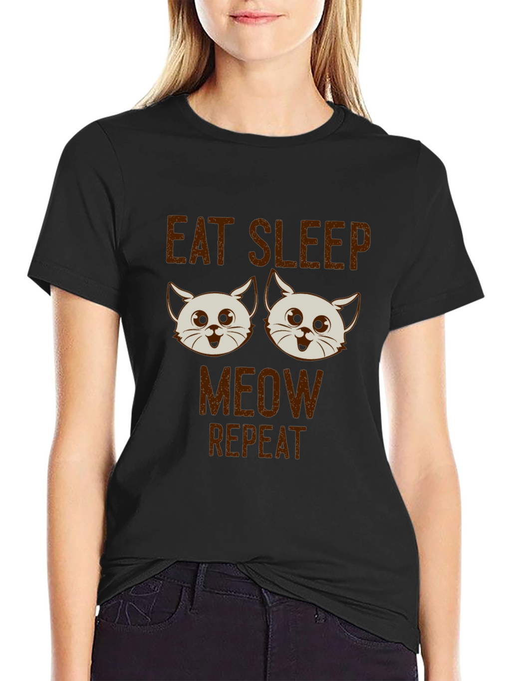 Eat Sleep Meow Repeat Cat T-Shirt