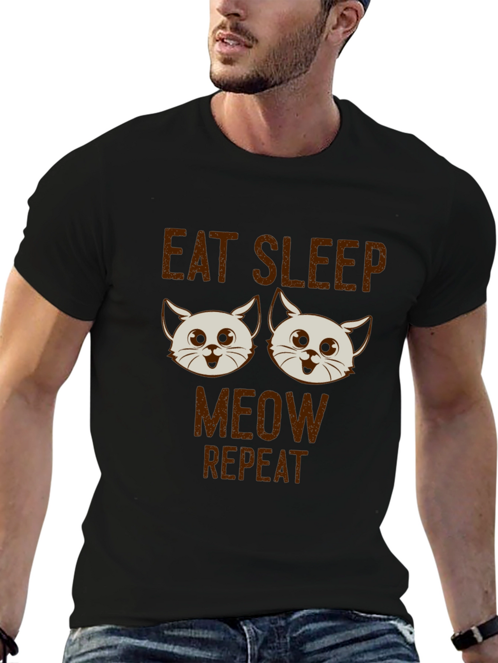 Eat Sleep Meow Repeat Cat T-Shirt