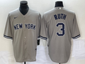 Men's New York Yankees Babe Ruth #3 Gray Replica Player Jerseys