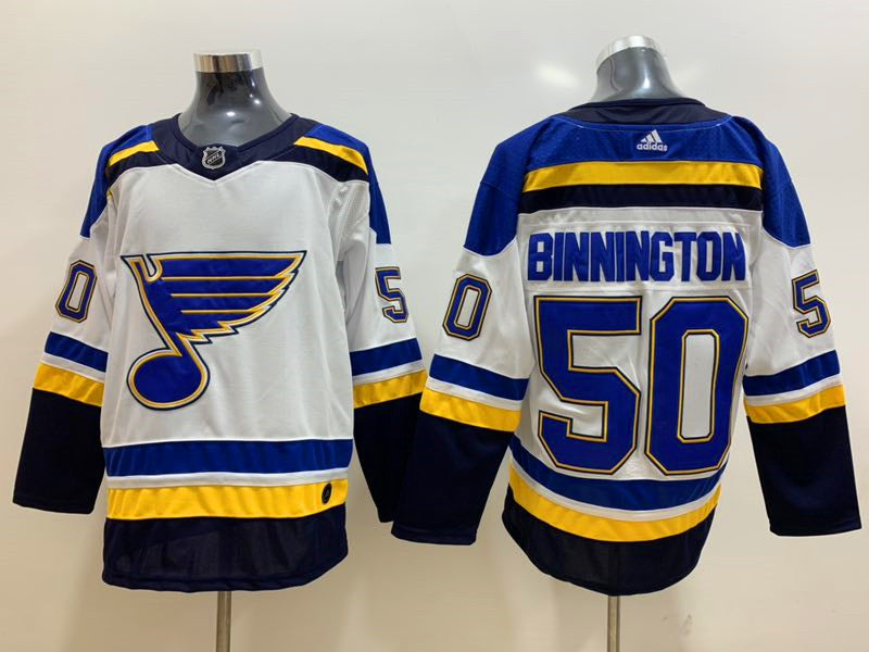 Men's St. Louis Blues Jordan Binnington #50 White Breakaway Player Jerseys
