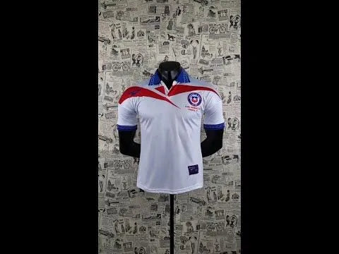 1998 Chile Away White Retro Soccer Jersey Detail 1