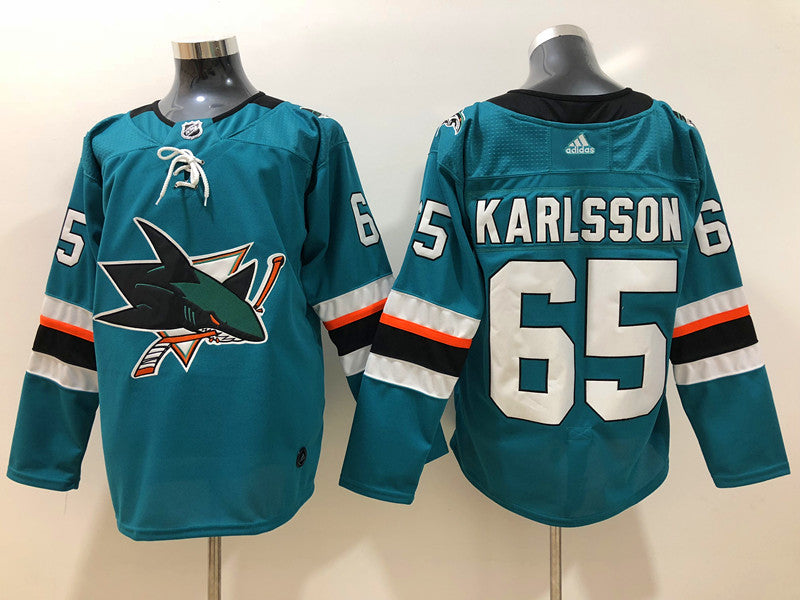 Men's San Jose Sharks Erik Karlsson #65 Teal Home Breakaway Jerseys