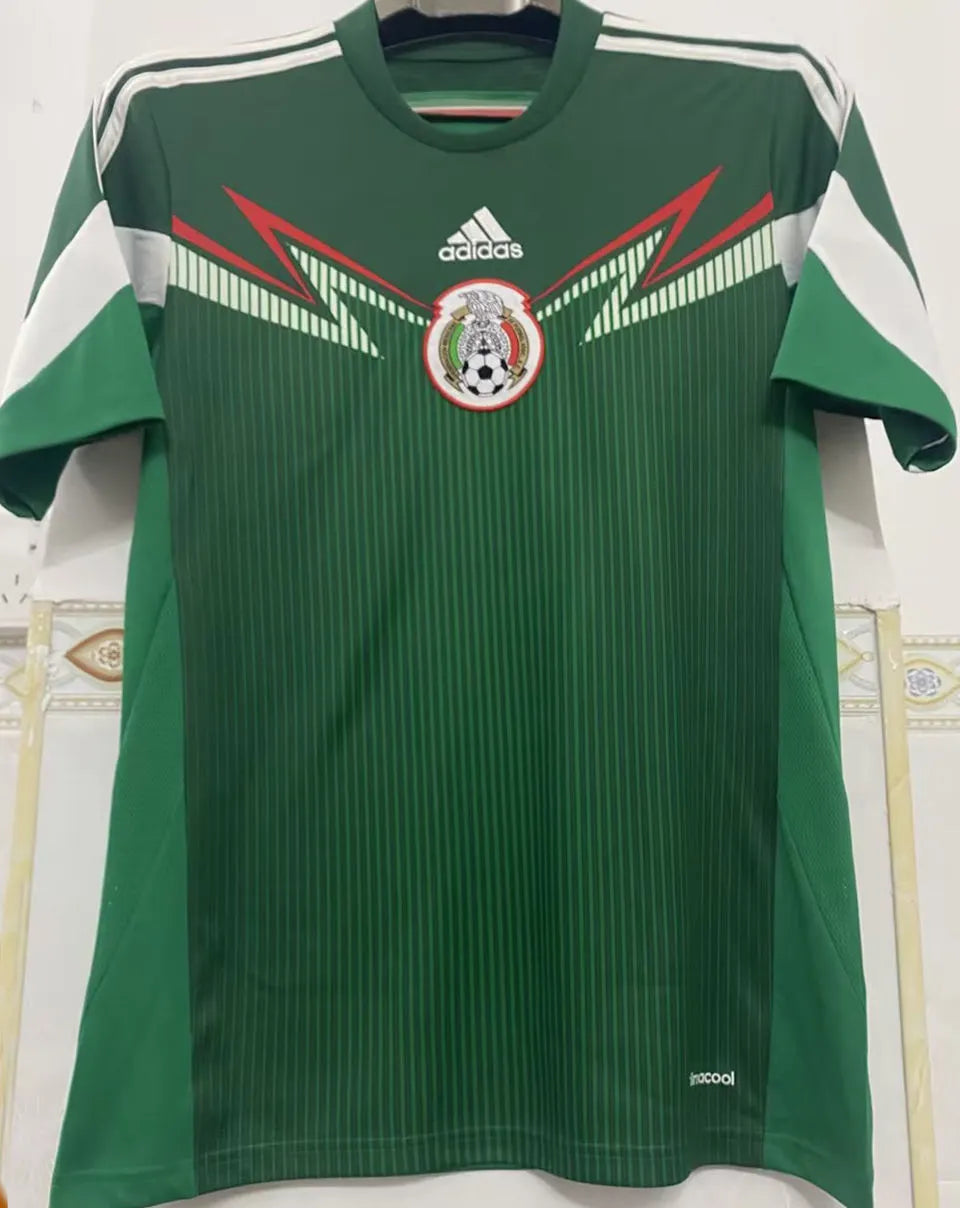 2014 Mexico Home Green Retro Soccer Jersey Front