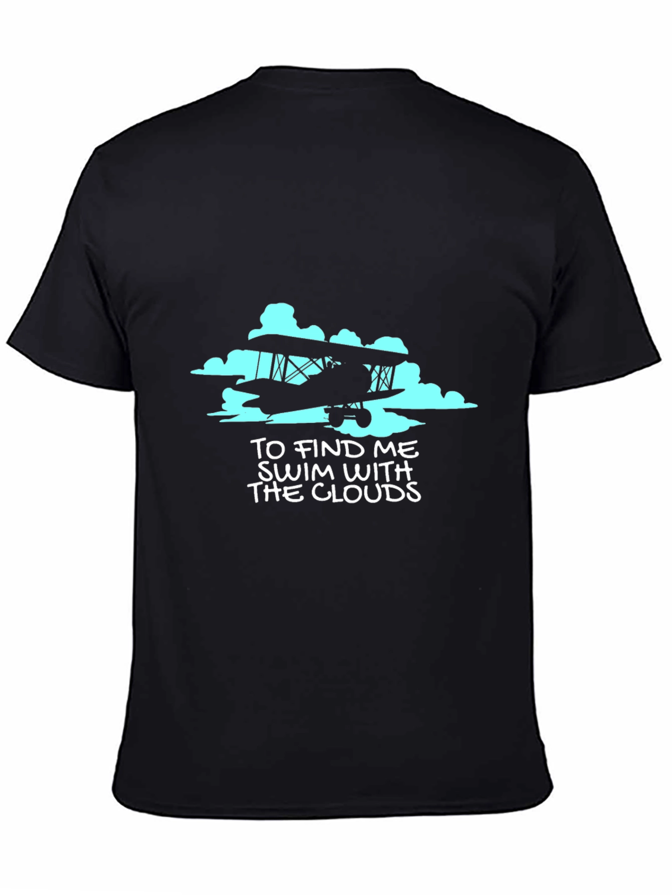 Fly High Tee - Vintage Airplane & Clouds Graphic T-Shirt