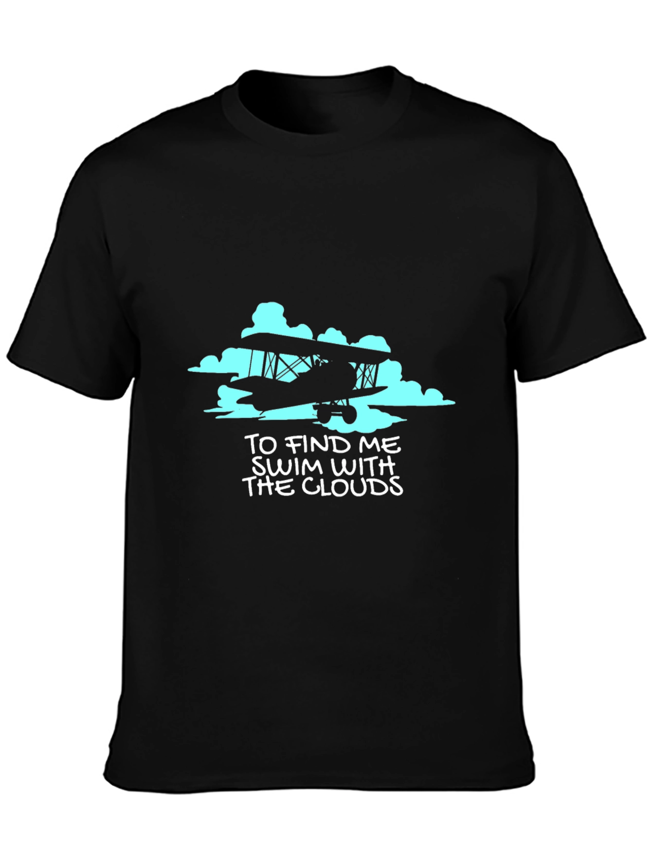 Fly High Tee - Vintage Airplane & Clouds Graphic T-Shirt