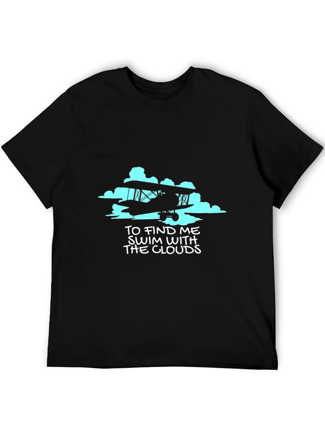 Fly High Tee - Vintage Airplane & Clouds Graphic T-Shirt