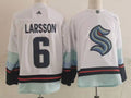Men's Seattle Kraken Adam Larsson #6 White Blue Home Breakaway Player Jerseys