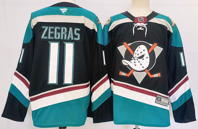 Men's Anaheim Ducks Trevor Zegras #11 Black Game Jerseys