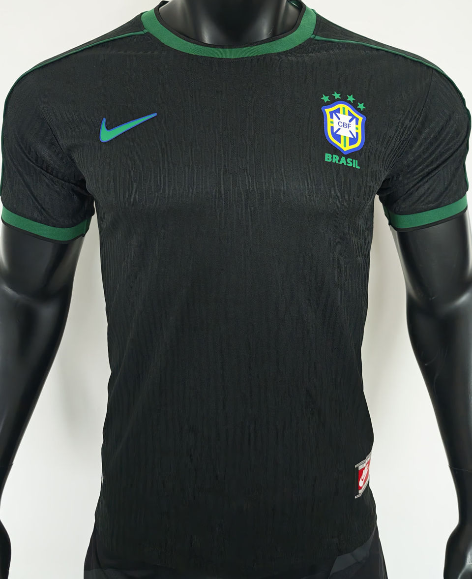 1998 Brazil Black Retro Player Version Soccer Jersey 球员版 Item NO.: 2137616 Front