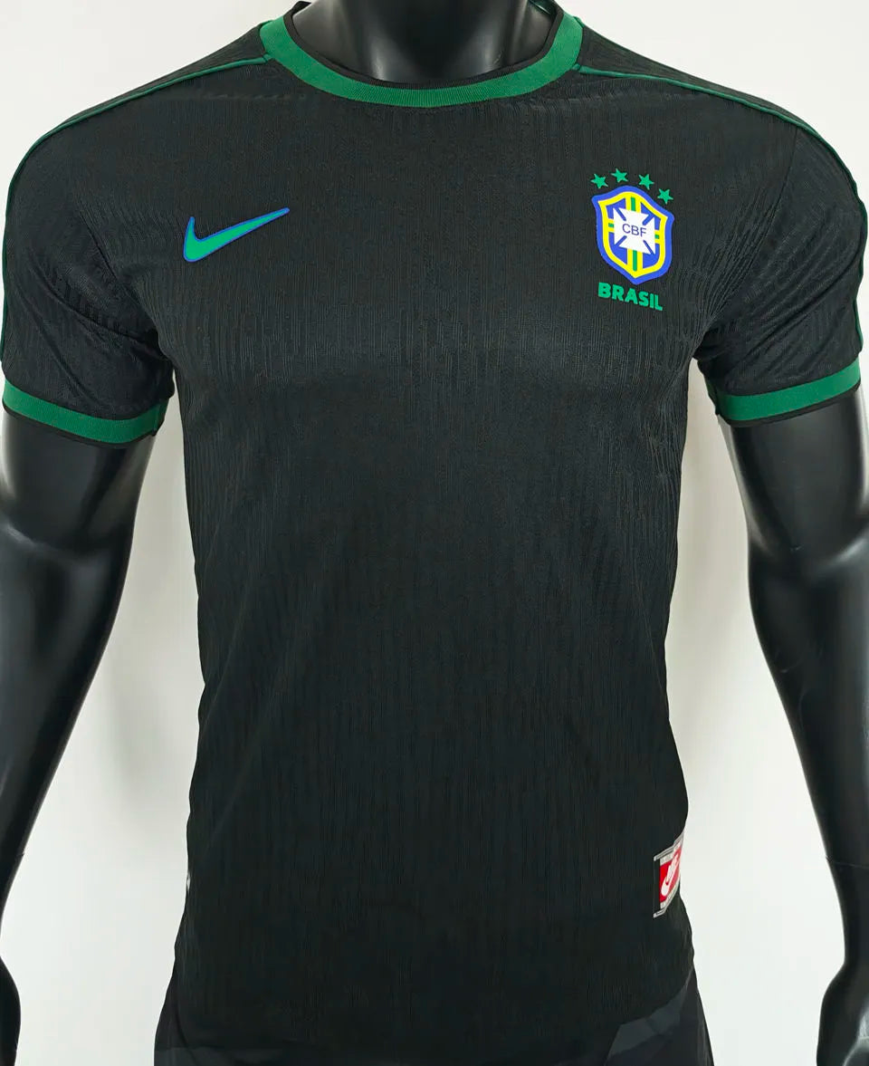 1998 Brazil Black Retro Player Version Soccer Jersey 球员版 Front