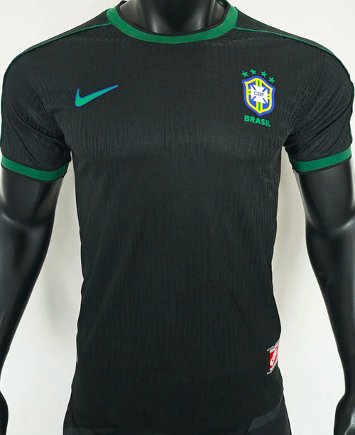 1998 Brazil Black Retro Player Version Soccer Jersey 球员版 Front