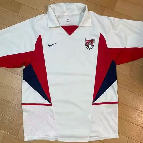 2002 U.S Home White Retro Soccer Jersey Front