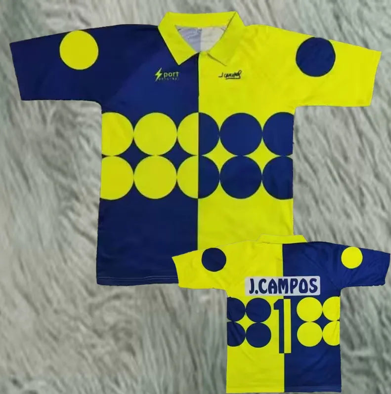 Mexico Yellow Blue Campos #1 Retro Soccer Jersey Front
