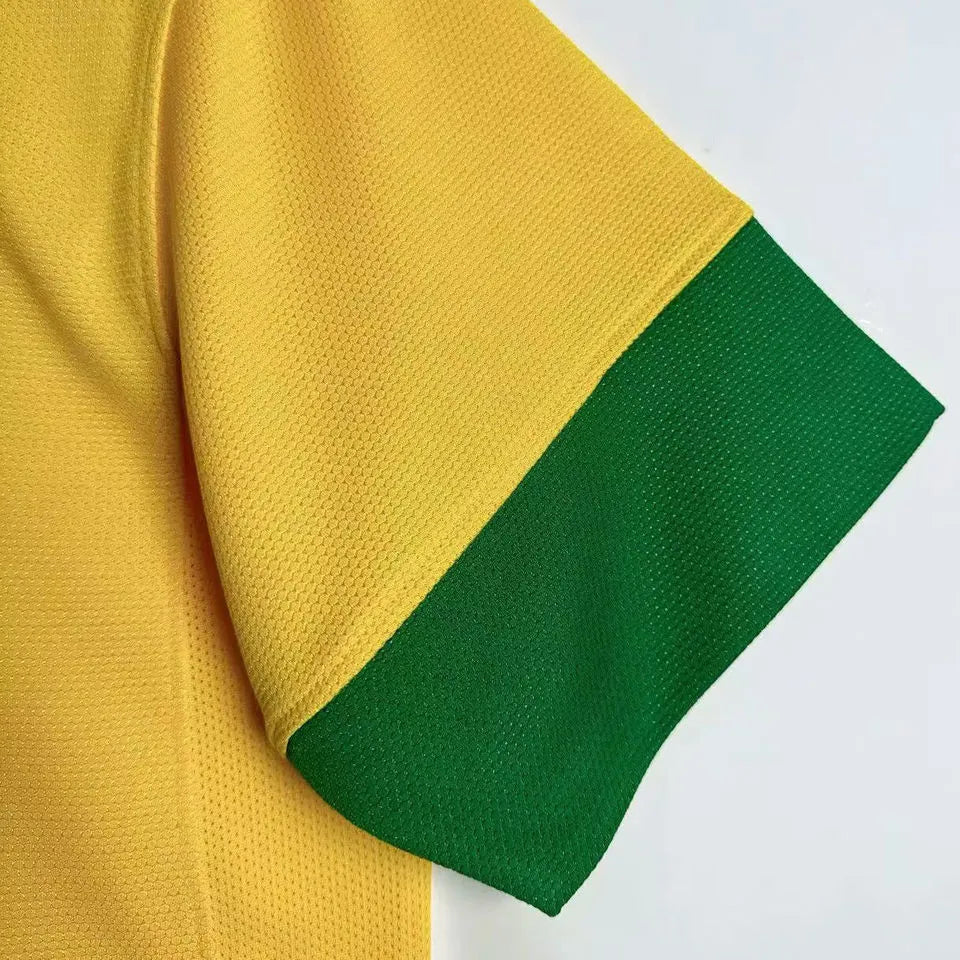 2012/13 Brazil Home Yellow Retro Soccer Jersey Detail 3