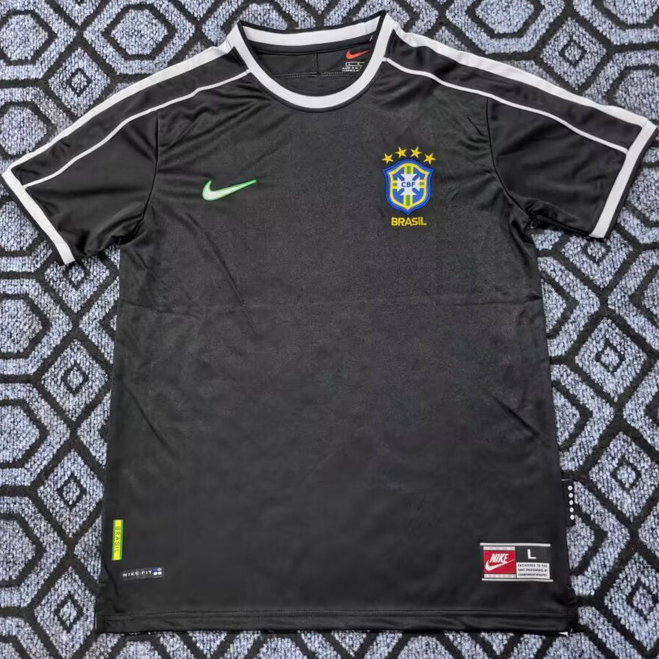 1998 Brazil Black Retro Soccer Jersey Item NO.: 2137617 Front