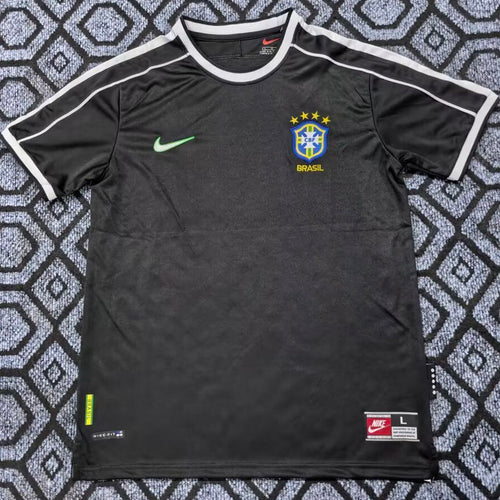 1998 Brazil Black Retro Soccer Jersey Item NO.: 2137617 Front