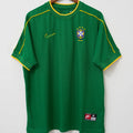 1998 Brazil GK Green Retro Soccer Jersey Front