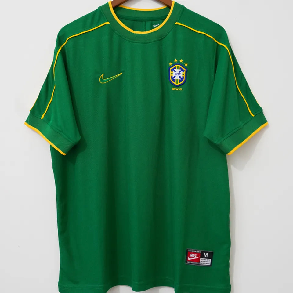 1998 Brazil GK Green Retro Soccer Jersey Front