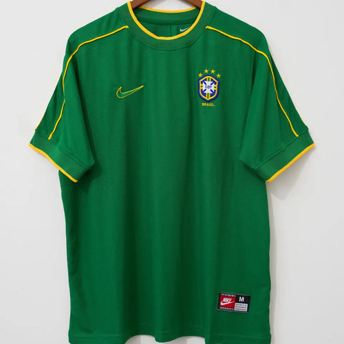 1998 Brazil GK Green Retro Soccer Jersey Front